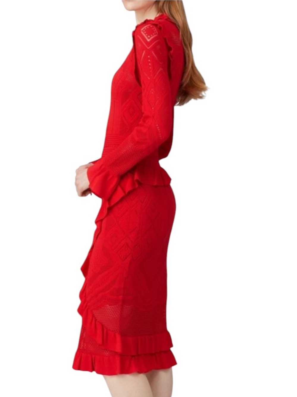 Alexis Red Sivan Ruffle Knit Dress - Picture 2 of 10